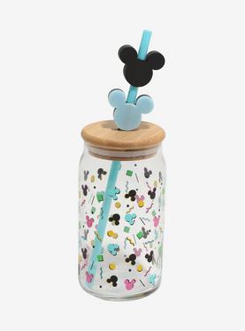 Disney Mickey Mouse '90s Toss Print Lidded Glass Tumbler, , hi-res
